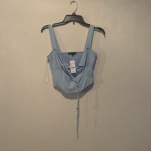 KENDALL&KYLIE BABY BLUE CORSET CROP TOP